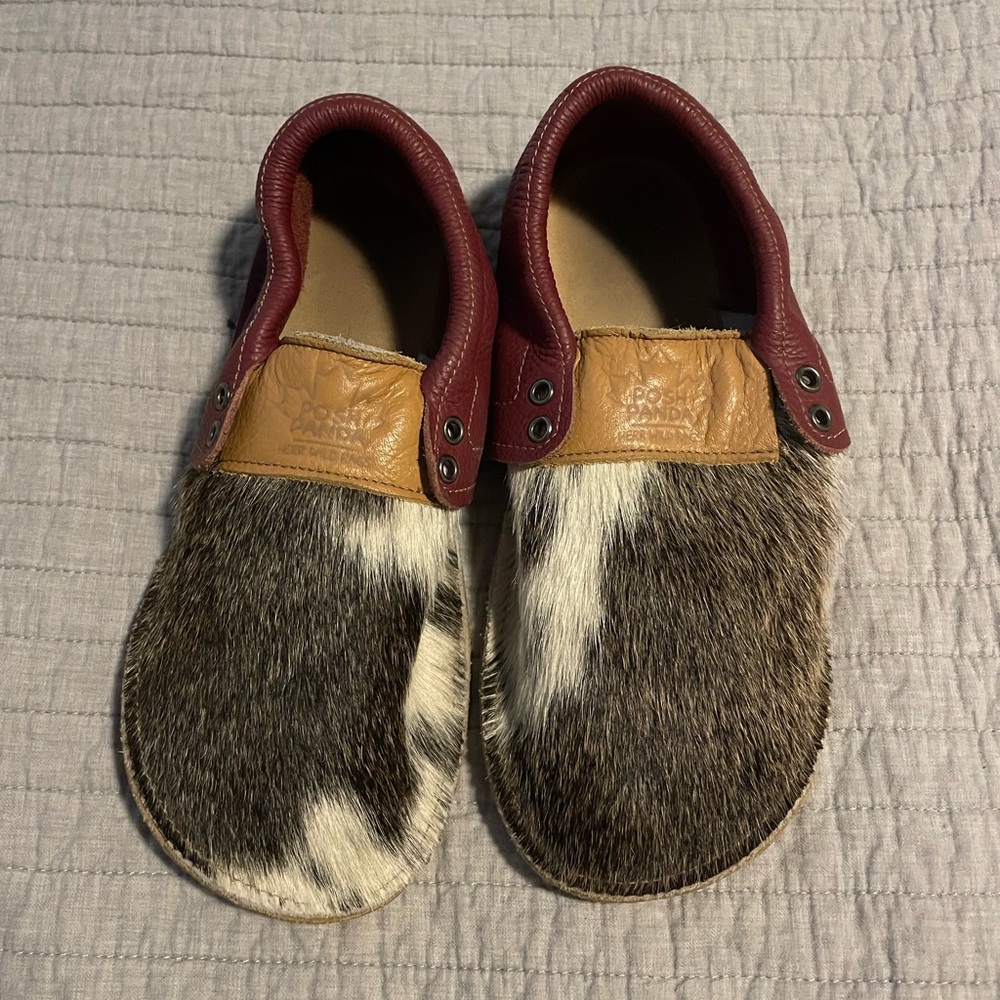 Womens posh panda cowhide moccasins